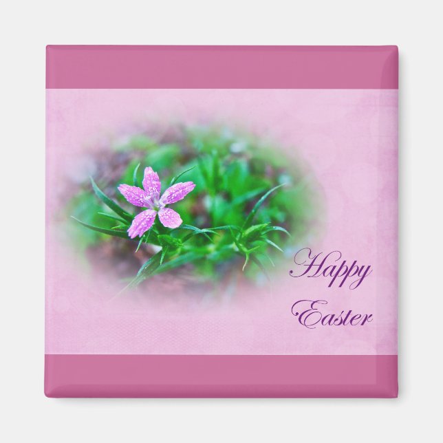 Imán Saludos de Pascua Deptford Pink Wildflower (Frente)