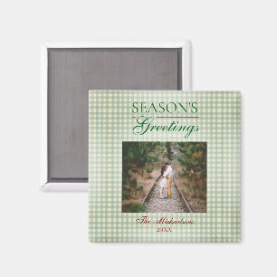 Imán Saludos de temporada a los Navidades de Gingham