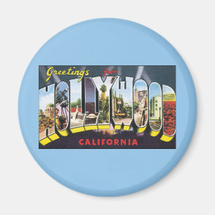 Imán Saludos de Viajes Vintage de Hollywood California