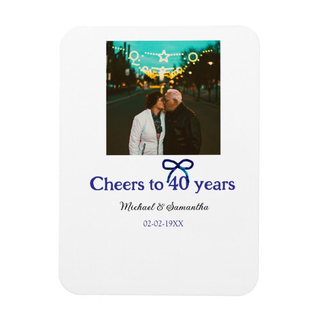 Imán Saludos del arco iris azul a boda de 40 años (Vertical)