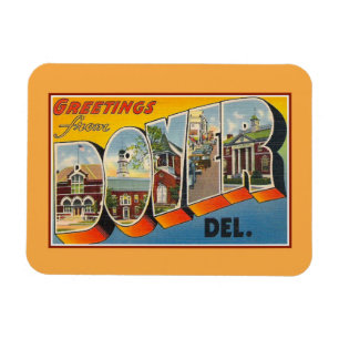 Imán Saludos del vintage de Dover Delaware