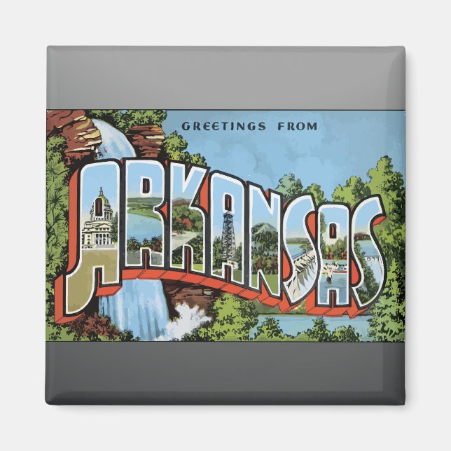 Imán Saludos desde Arkansas, Vintage (Frente)