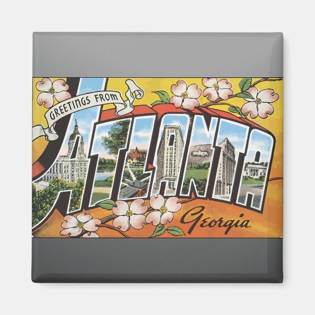 Imán Saludos desde Atlanta Georgia, Antigua (Frente)