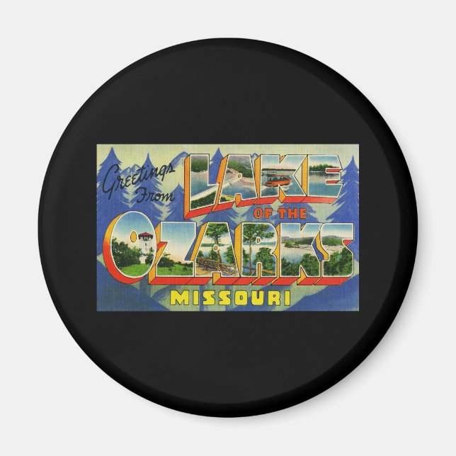 Imán Saludos desde el lago de los Ozarks Misuri (Frente)
