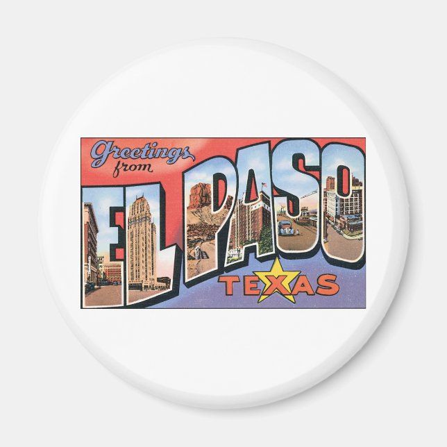 Imán ¡Saludos desde El Paso, Texas! (Frente)