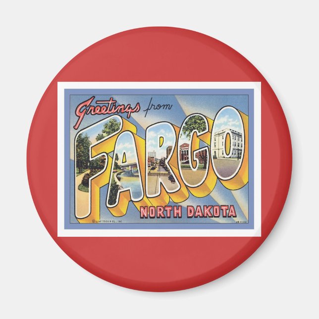 Imán Saludos Desde Fargo Dakota Del Norte (Frente)