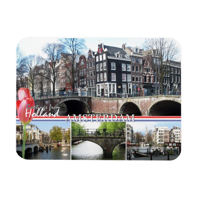 Imán Saludos desde Holanda - Amsterdam Flexible Magnet (Horizontal)