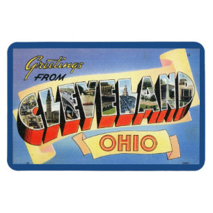 Imán Saludos desde la postal de Cleveland, Ohio Vintage