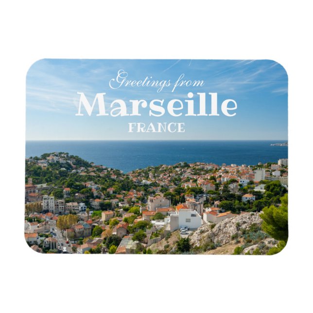 Imán Saludos desde Marsella France Souvenir Magnet (Horizontal)