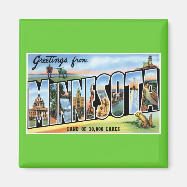 Imán ¡Saludos desde Minnesota! (Frente)