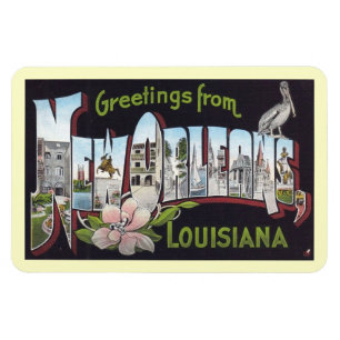 Imán Saludos desde Nueva Orleans, Louisiana Vintage Pos