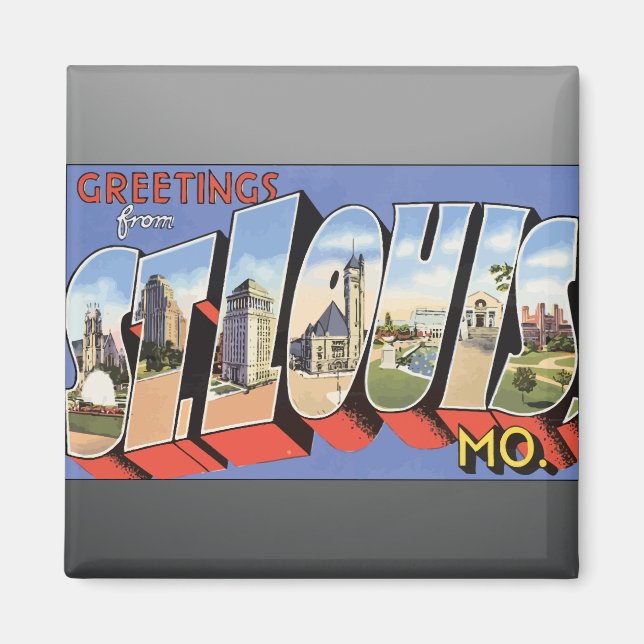 Imán Saludos Desde St. Louis, Mo., Vintage (Frente)