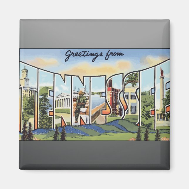 Imán Saludos desde Tennessee, Vintage (Frente)