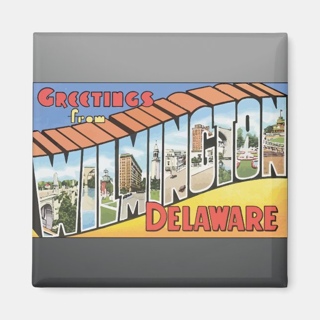 Imán Saludos desde Wilmington Delaware, Vintage (Frente)
