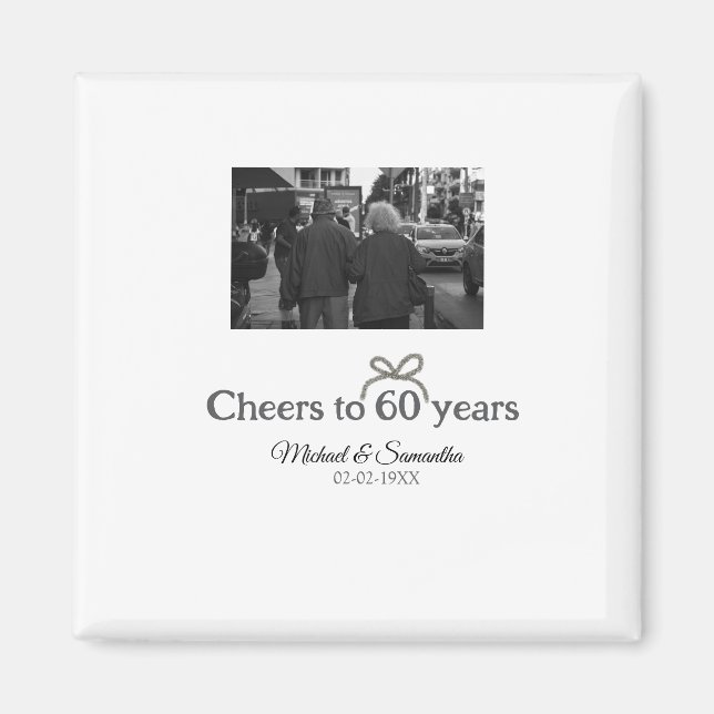 Imán Saludos dorados a boda de 60 años (Frente)