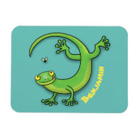 Saludos felices de gecko verde lindo con personali