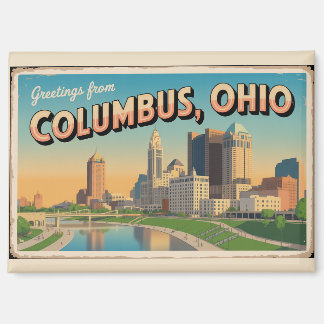 Imán Saludos Vintage de Columbus Ohio Postal