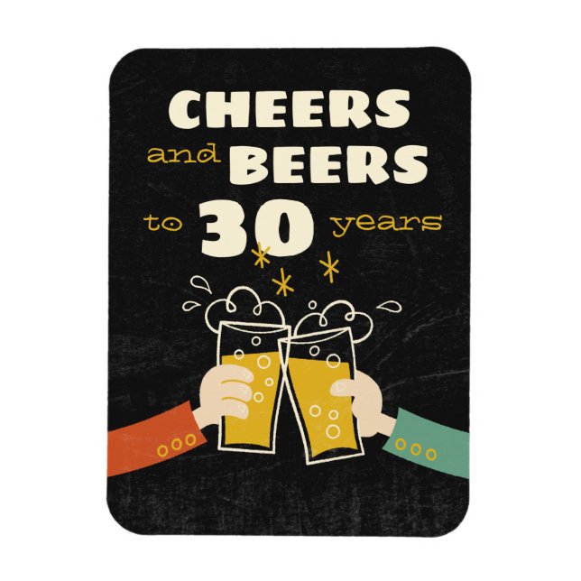 Imán Saludos Y Cervezas A 30 Años Retro Cumpleaños (Vertical)