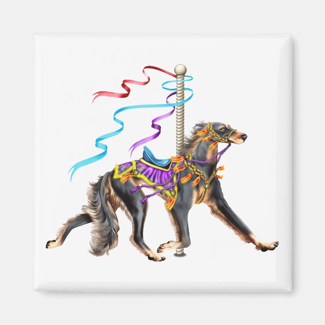 Imán Saluki Carousel Black & Tan (Frente)