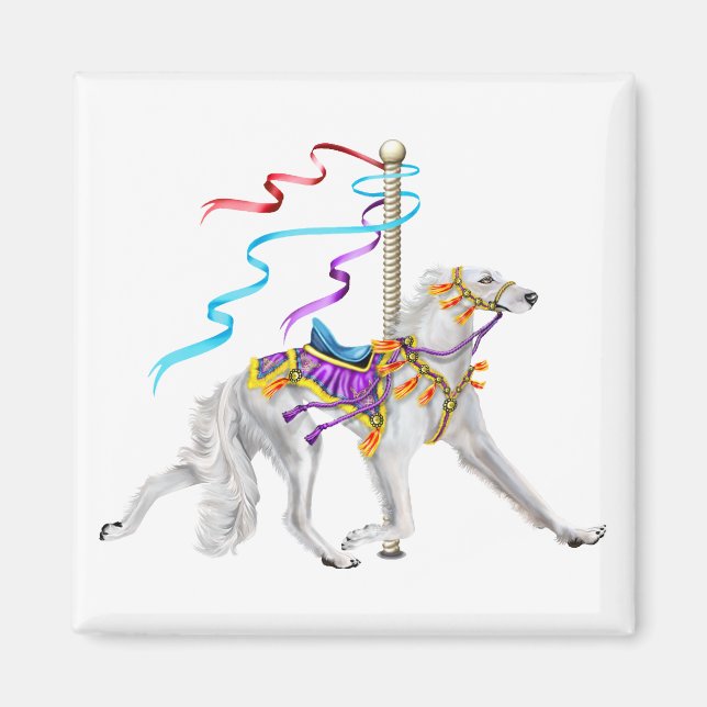 Imán Saluki Carousel White (Frente)