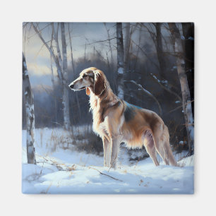 Imán Saluki Let It Snow Navidades
