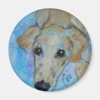 Imán Saluki Puppy Dog Art Round Magnet