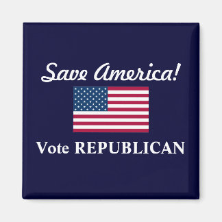 Imán ¡Salva América!/Vota REPUBLICANO+Bandera de EE. UU