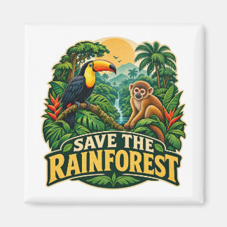 Imán Salva La Selva Tropical Vintage Fauna