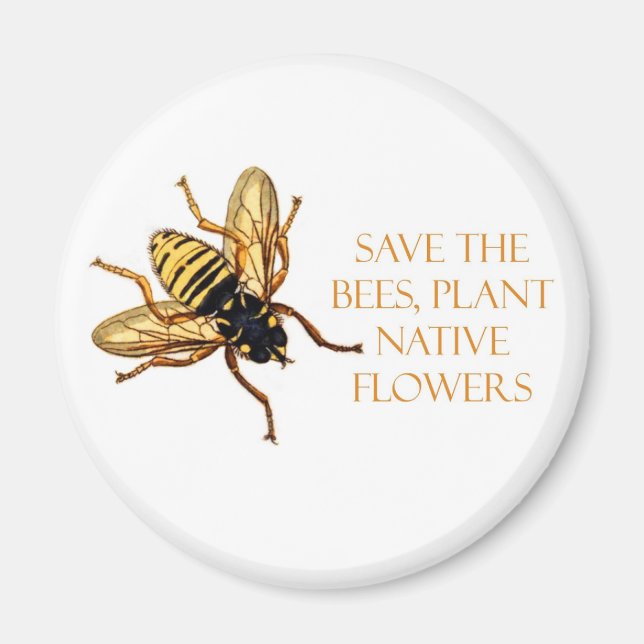 Imán Salva las Abejas Planta Flores Nativas (Frente)
