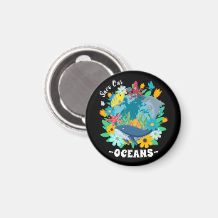 Imán Salva nuestros océanos Flor Ballena Diseño Colorid