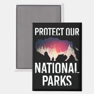 Imán Salva Nuestros Parques Nacionales Retro Bison Expl