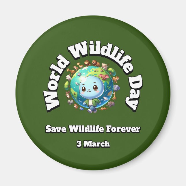 Imán Salvar la vida salvaje. Día Mundial de la Vida Sil (Frente)