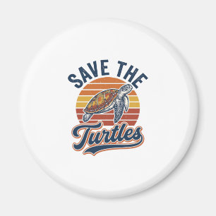 Imán Salvar Las Tortugas Diseño De Camiseta De Tortuga