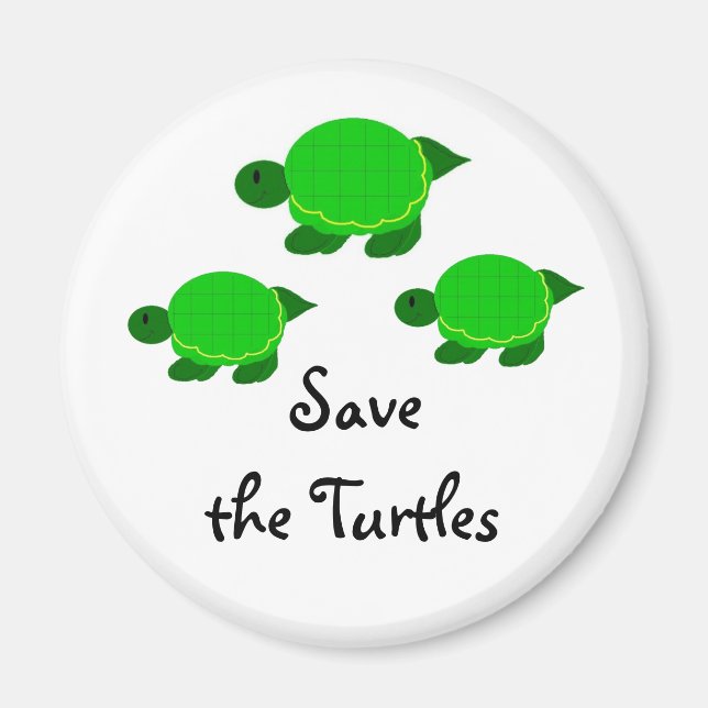 Imán Salvar las Tortugas Verdes (Frente)