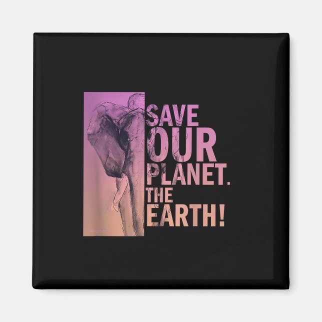 Imán Salvar nuestro planeta El medio ambiente del elefa (Frente)