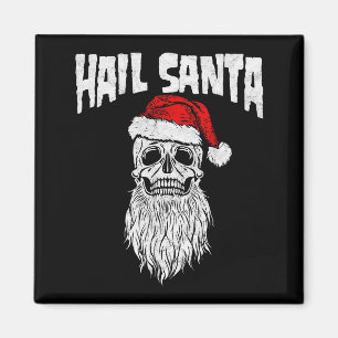 Imán ¡Salve Santa! Calavera Vintage y Sombrero de Santa