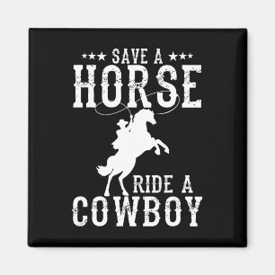 Imán Salven A Un Caballo Con Un Cowboy Divertido Caball