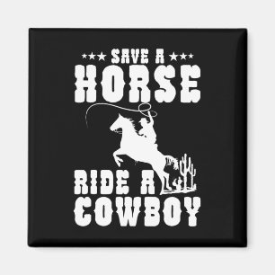 Imán Salven A Un Caballo Con Un Cowboy Divertido Caball