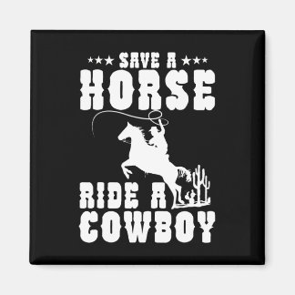 Imán Salven A Un Caballo Con Un Cowboy Divertido Caball