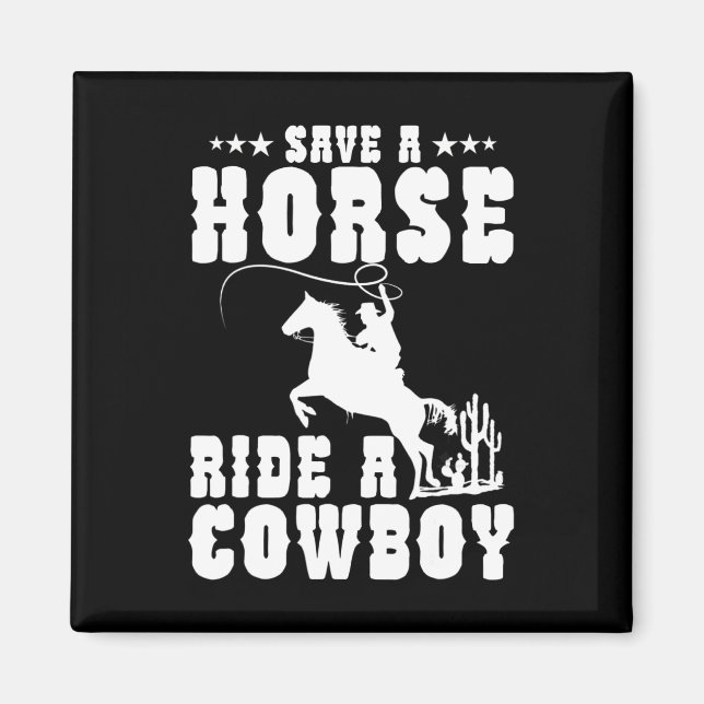 Imán Salven A Un Caballo Con Un Cowboy Divertido Caball (Frente)