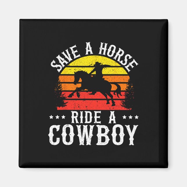 Imán Salven A Un Caballo En Un Vaquero Rodeo Occidental (Frente)