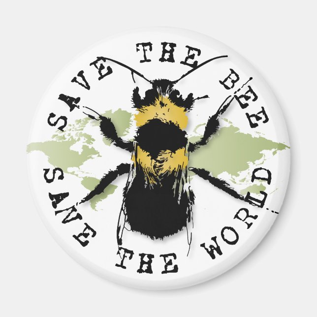 Imán Salven La Abeja... ¡Salven El Mundo! Fridge Magnet (Frente)