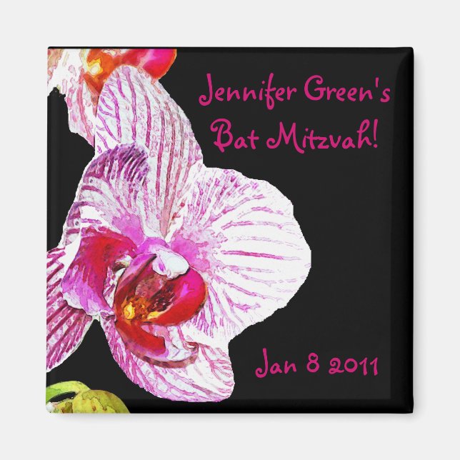 Imán Salven la fecha Bat Mitzvah Orchid (Frente)