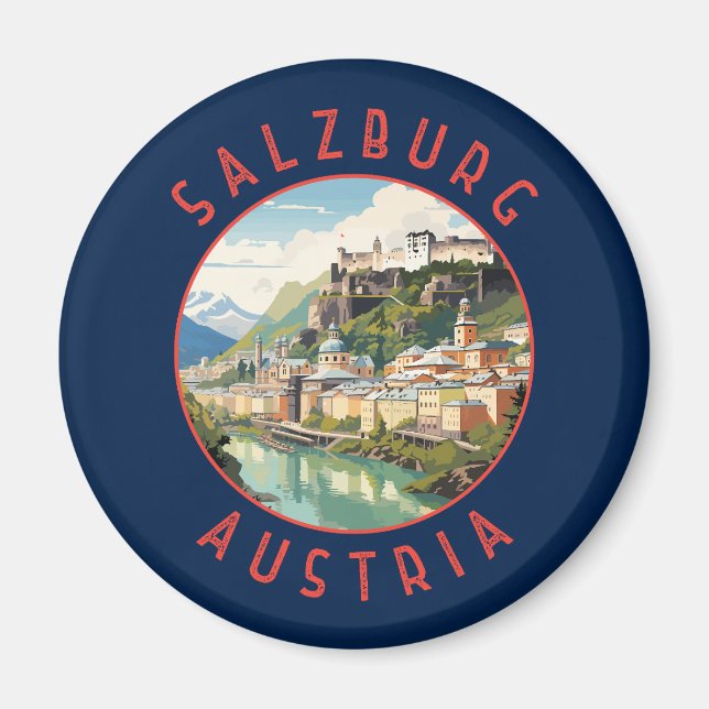 Imán Salzburgo Austria Círculo retro perturbado (Frente)