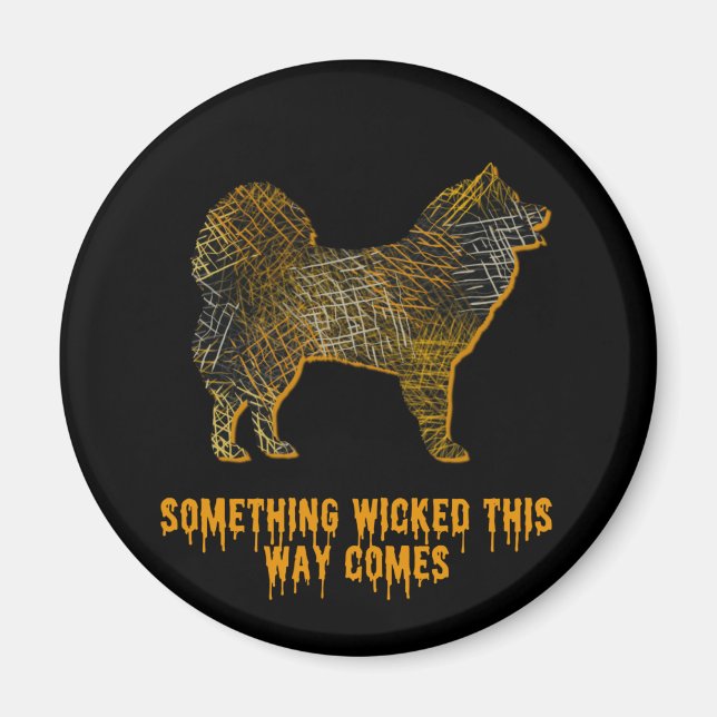 Imán Samoyed Dog Silhouette Fun Halloween Magnet (Frente)