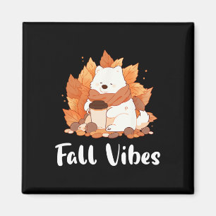 Imán Samoyed Fall Vibes Funny Dog Pumpkin Spice Latte