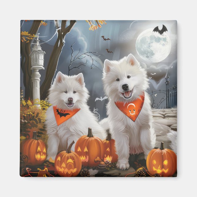 Imán Samoyed Halloween Espeluznante (Frente)