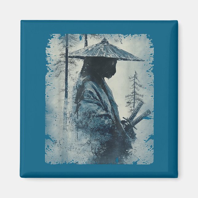 Imán Samurai Cat Japanese Art Anime Men Women Kids Grap (Frente)