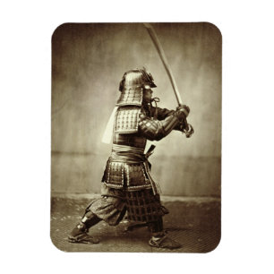 Imán Samurai con espada elevada, c.1860 (huella de albu