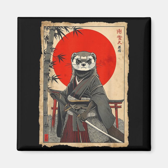 Imán Samurái Hurón Arte Japonés Vintage Guerrero Anime  (Frente)